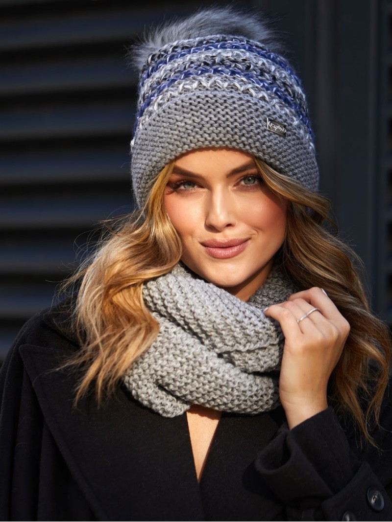 Winter set with a colorful pattern, dark gray C51 - Online store - Boutique